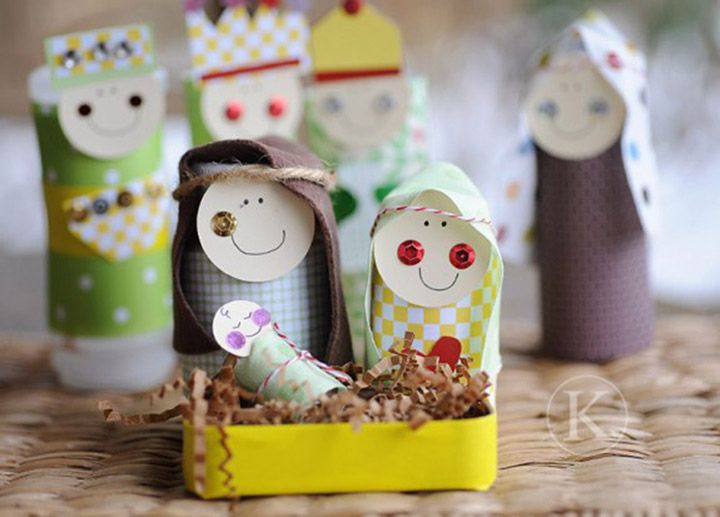 Presepio natalino com material reciclado